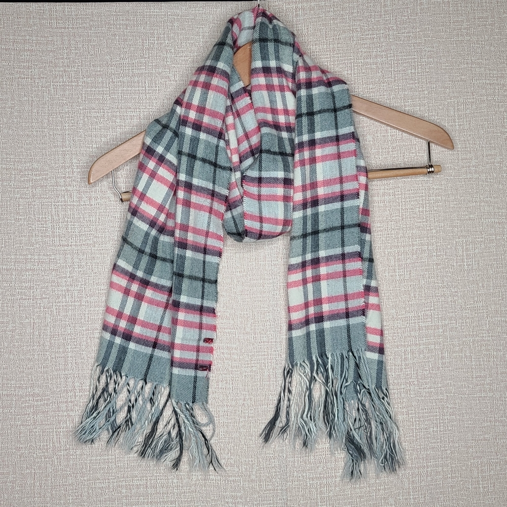Pink and Grey Scarf with Fringe
